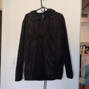 H&M Divided Men's Small Black Windbreaker Rain Jacket 3/4 zip with front pocket